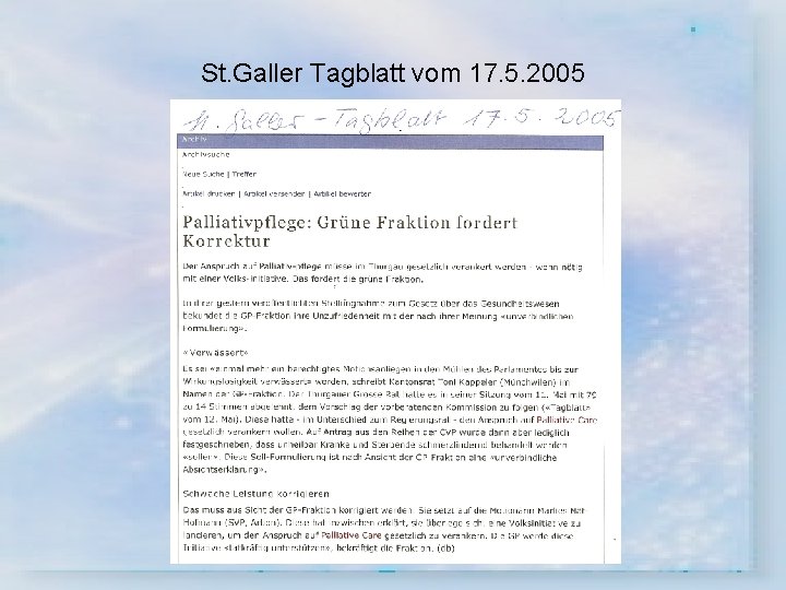 St. Galler Tagblatt vom 17. 5. 2005 