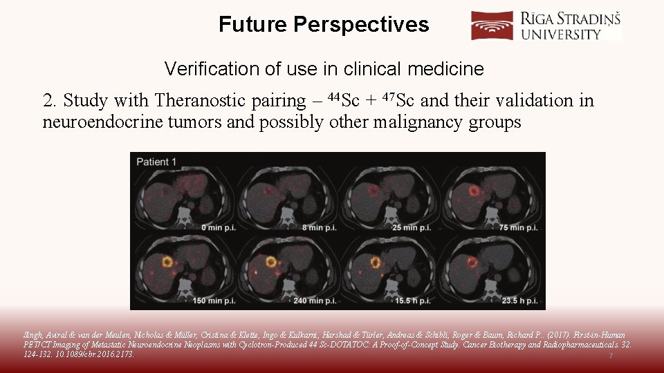 Future Perspectives Verification of use in clinical medicine 2. Study with Theranostic pairing –