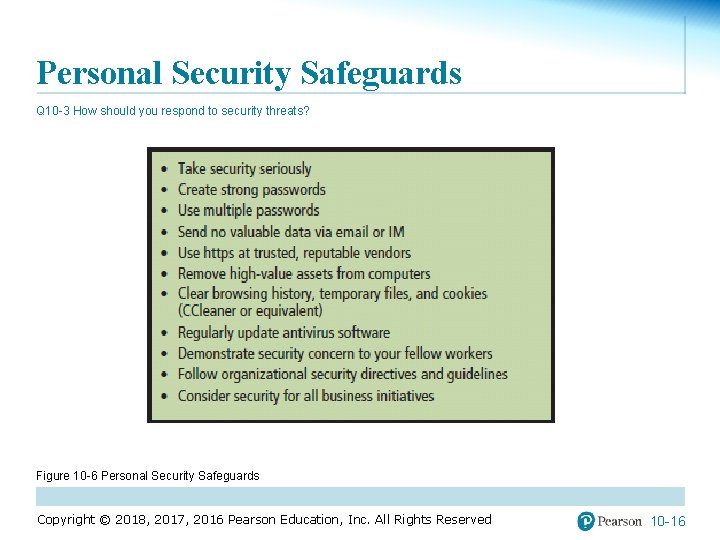 Personal Security Safeguards Q 10 -3 How should you respond to security threats? Figure