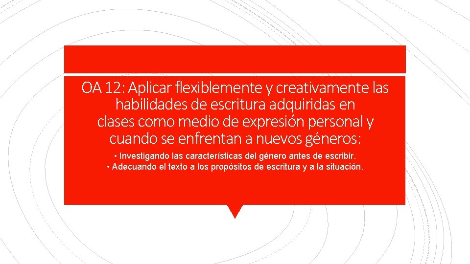 OA 12: Aplicar flexiblemente y creativamente las habilidades de escritura adquiridas en clases como