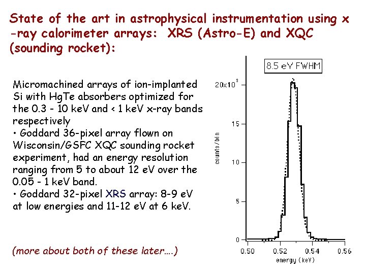 State of the art in astrophysical instrumentation using x -ray calorimeter arrays: XRS (Astro-E)