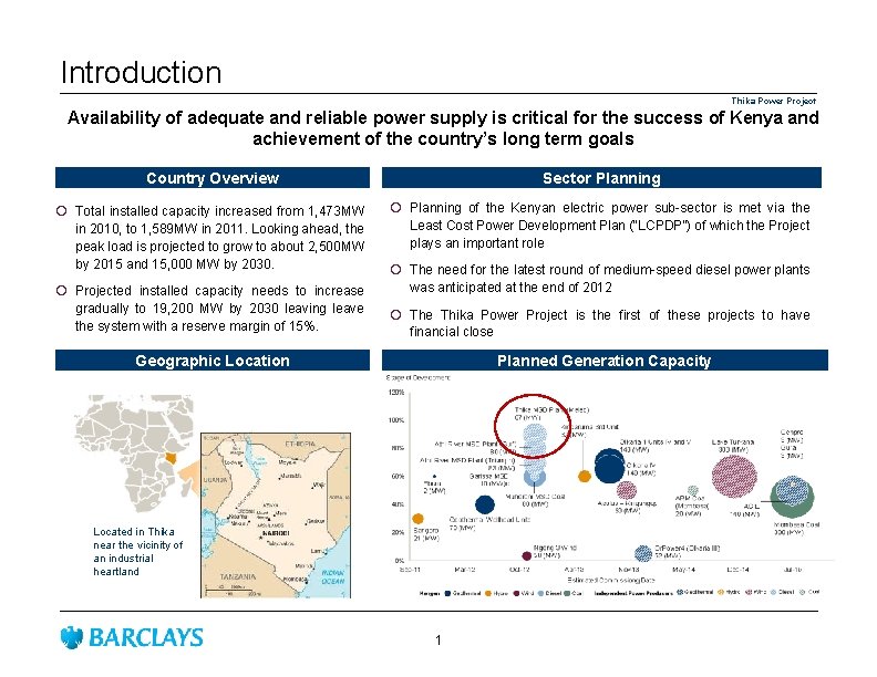 Introduction Thika Power Project Availability of adequate and reliable power supply is critical for