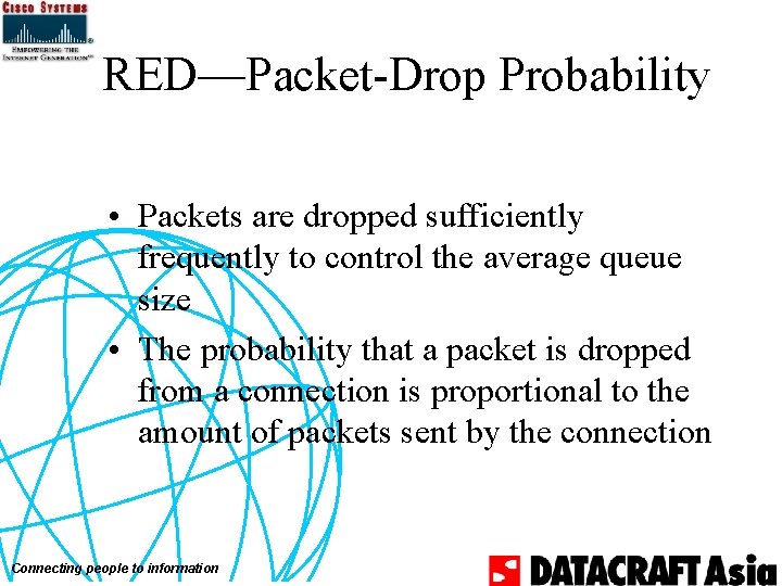 RED—Packet-Drop Probability • Packets are dropped sufficiently frequently to control the average queue size