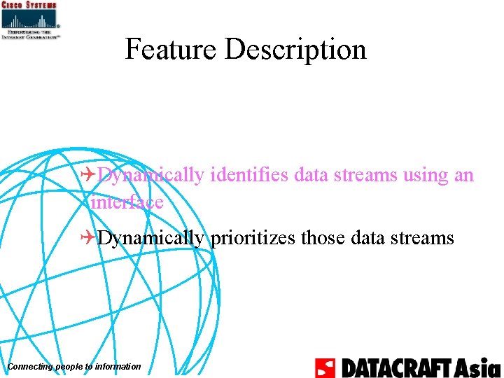 Feature Description QDynamically identifies data streams using an interface QDynamically prioritizes those data streams