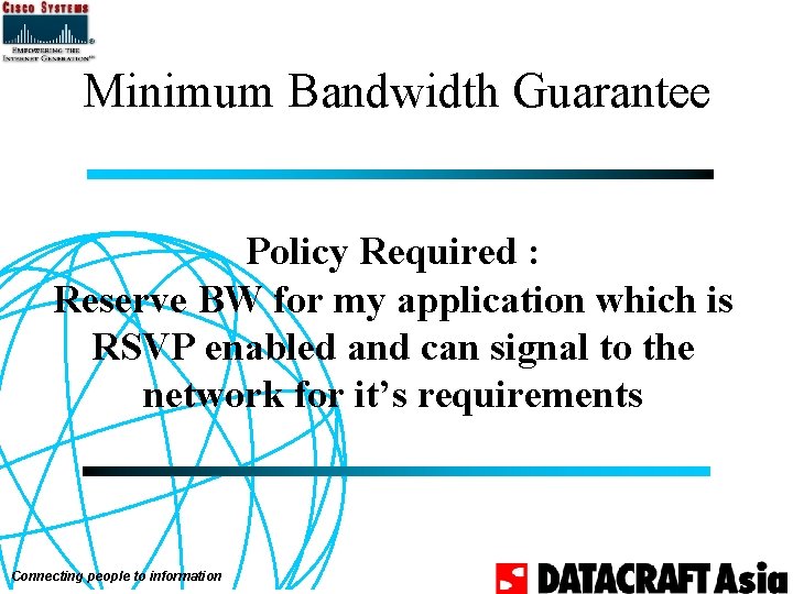 Minimum Bandwidth Guarantee Policy Required : Reserve BW for my application which is RSVP