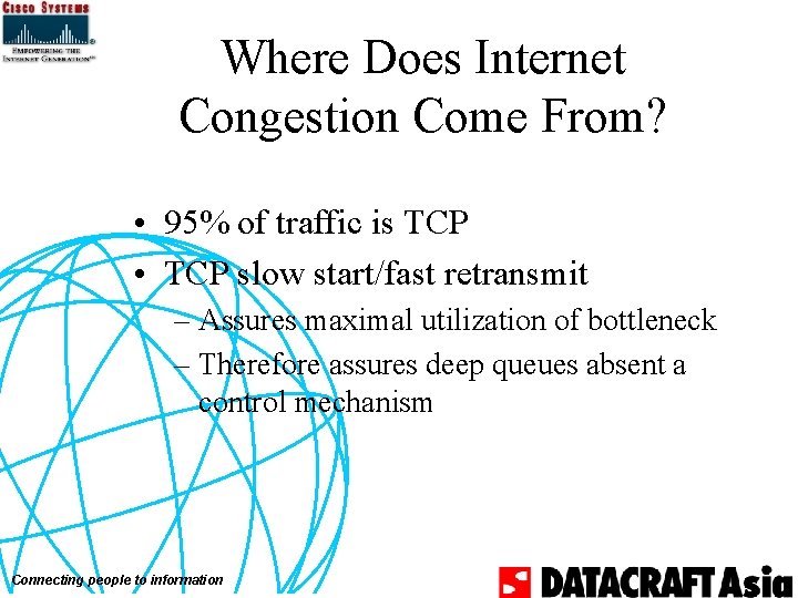 Where Does Internet Congestion Come From? • 95% of traffic is TCP • TCP
