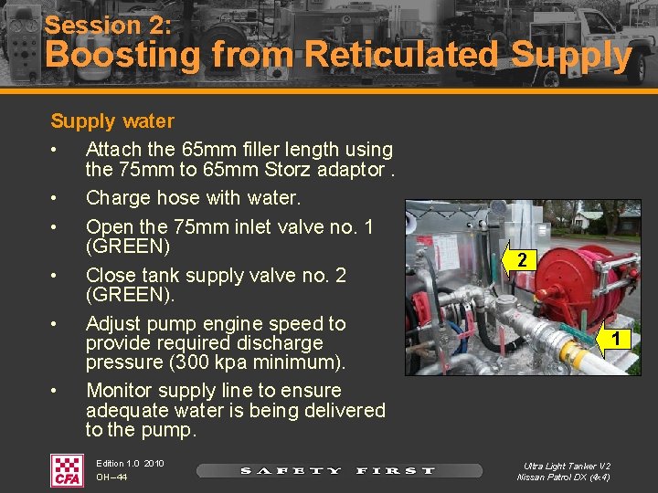 Session 2: Boosting from Reticulated Supply water • Attach the 65 mm filler length