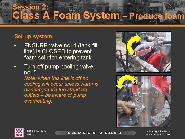 Session 2: Class A Foam System – Produce foam Set up system • •