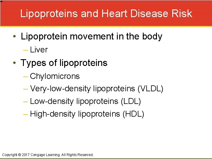Lipoproteins and Heart Disease Risk • Lipoprotein movement in the body – Liver •
