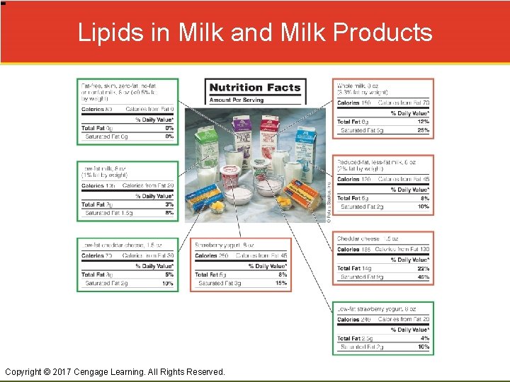 Lipids in Milk and Milk Products Copyright © 2017 Cengage Learning. All Rights Reserved.