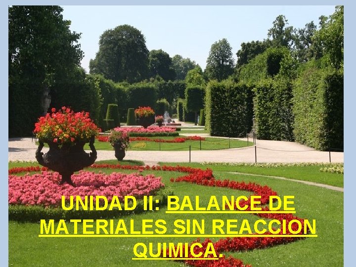 UNIDAD II: BALANCE DE MATERIALES SIN REACCION QUIMICA. 