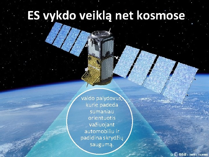 ES vykdo veiklą net kosmose valdo palydovus, kurie padeda sumaniau orientuotis važiuojant automobiliu ir