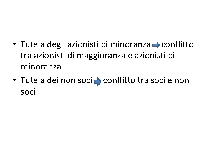  • Tutela degli azionisti di minoranza conflitto tra azionisti di maggioranza e azionisti