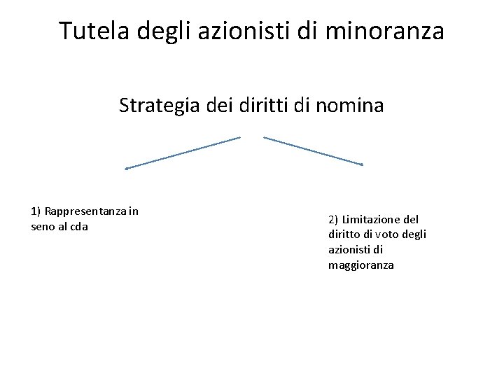 Tutela degli azionisti di minoranza Strategia dei diritti di nomina 1) Rappresentanza in seno