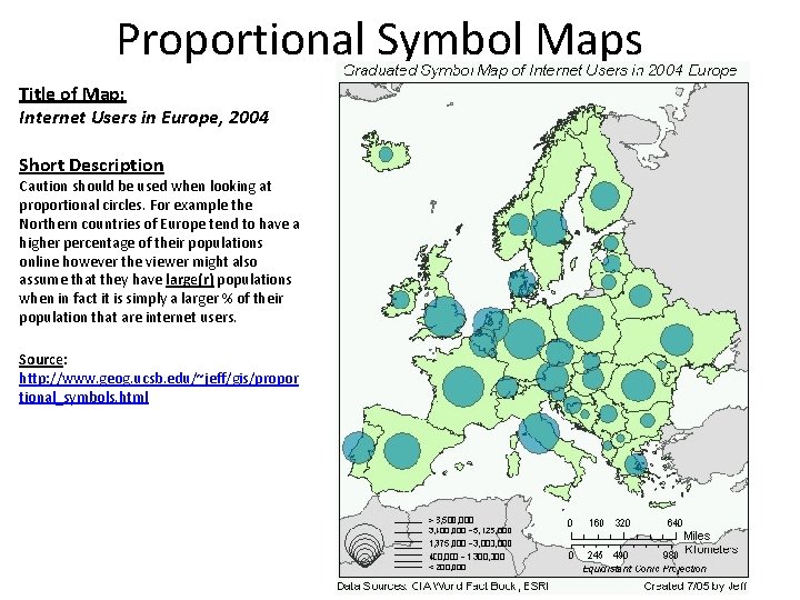 Proportional Symbol Maps Title of Map: Internet Users in Europe, 2004 Short Description Caution
