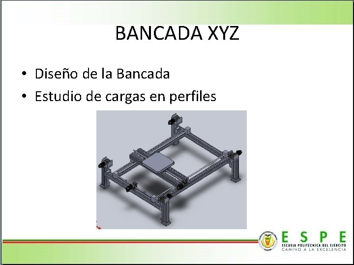 BANCADA XYZ • Diseño de la Bancada • Estudio de cargas en perfiles 