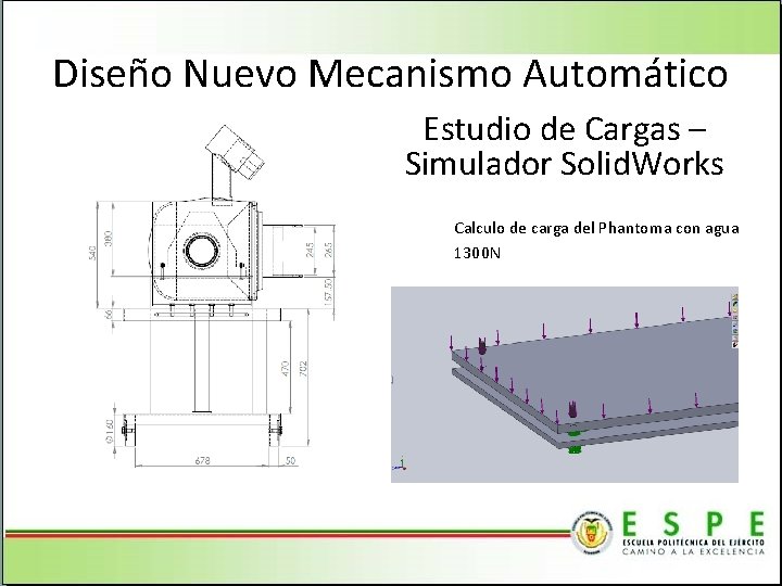 Diseño Nuevo Mecanismo Automático Estudio de Cargas – Simulador Solid. Works Calculo de carga