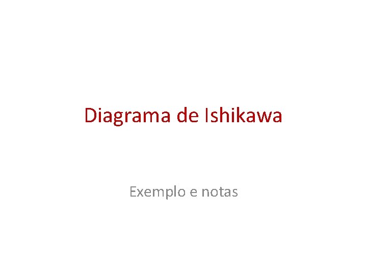 Diagrama de Ishikawa Exemplo e notas 