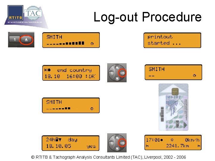 Log-out Procedure © RTITB & Tachograph Analysis Consultants Limited (TAC), Liverpool, 2002 - 2006