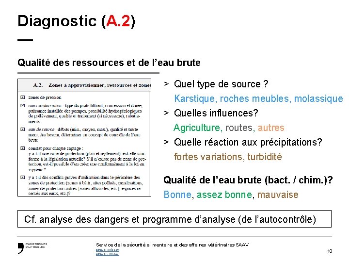 Diagnostic (A. 2) — Qualité des ressources et de l’eau brute > Quel type