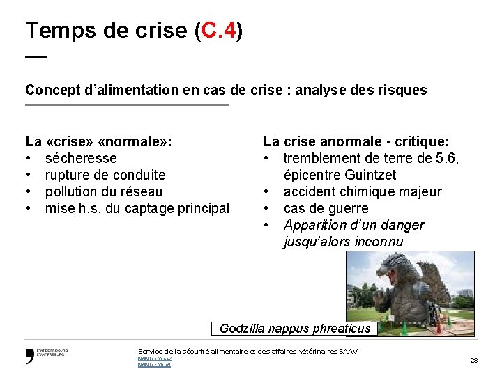 Temps de crise (C. 4) — Concept d’alimentation en cas de crise : analyse