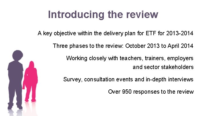 Introducing the review A key objective within the delivery plan for ETF for 2013
