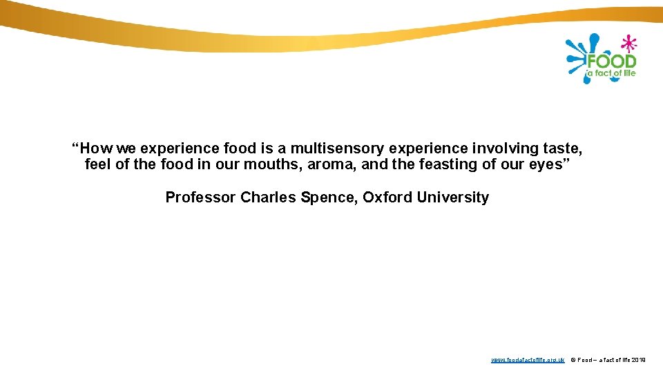 “How we experience food is a multisensory experience involving taste, feel of the food