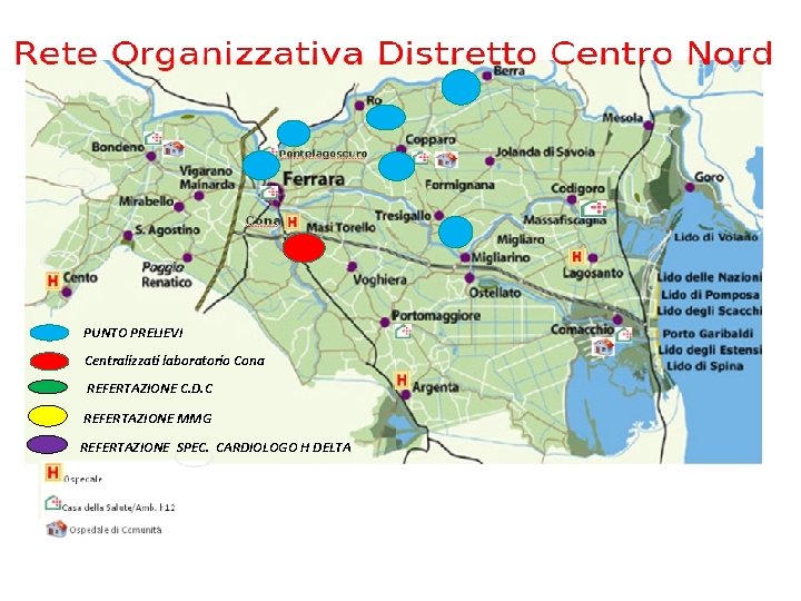 PUNTO PRELIEVI Centralizzati laboratorio Cona REFERTAZIONE C. D. C REFERTAZIONE MMG REFERTAZIONE SPEC. CARDIOLOGO