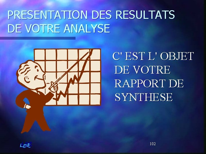 PRESENTATION DES RESULTATS DE VOTRE ANALYSE C' EST L' OBJET DE VOTRE RAPPORT DE