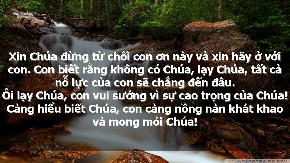 Xin Chúa đừng từ chối con ơn này và xin hãy ở với con.