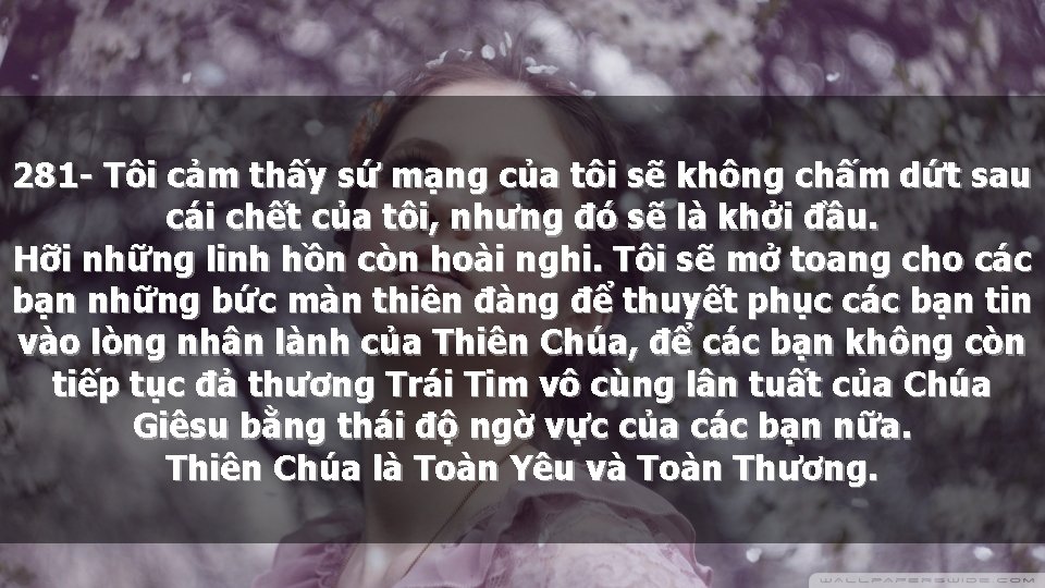 281 - Tôi cảm thấy sứ mạng của tôi sẽ không chấm dứt sau
