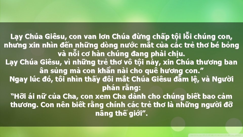 Lạy Chúa Giêsu, con van lơn Chúa đừng chấp tội lỗi chúng con, nhưng