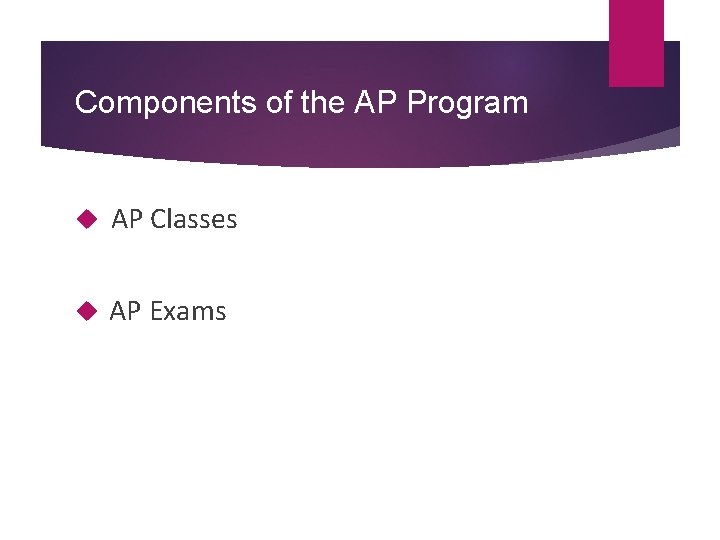 Components of the AP Program AP Classes AP Exams 