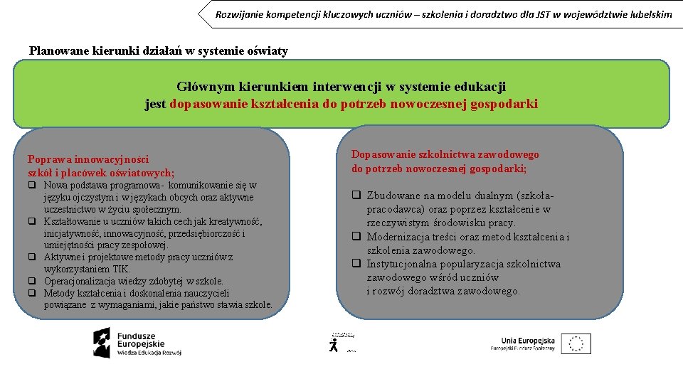 Rozwijanie kompetencji kluczowych uczniów – szkolenia i doradztwo dla JST w województwie lubelskim Planowane