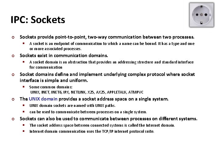 Carnegie Mellon IPC: Sockets ¢ Sockets provide point-to-point, two-way communication between two processes. §