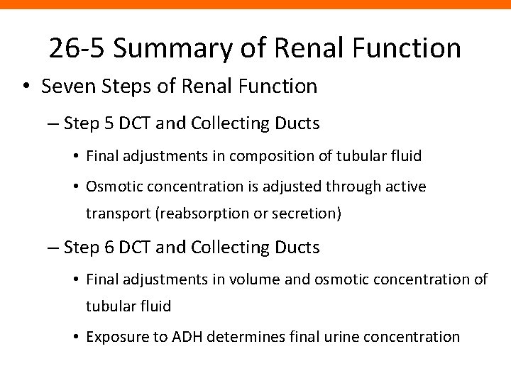 26 -5 Summary of Renal Function • Seven Steps of Renal Function – Step
