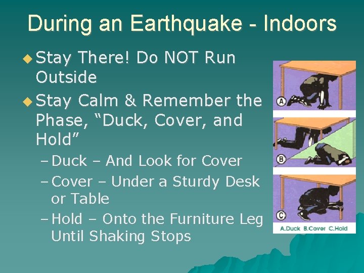 During an Earthquake - Indoors Stay There! Do NOT Run Outside Stay Calm &