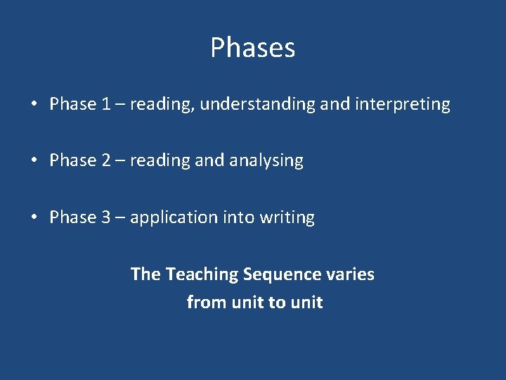 Phases • Phase 1 – reading, understanding and interpreting • Phase 2 – reading