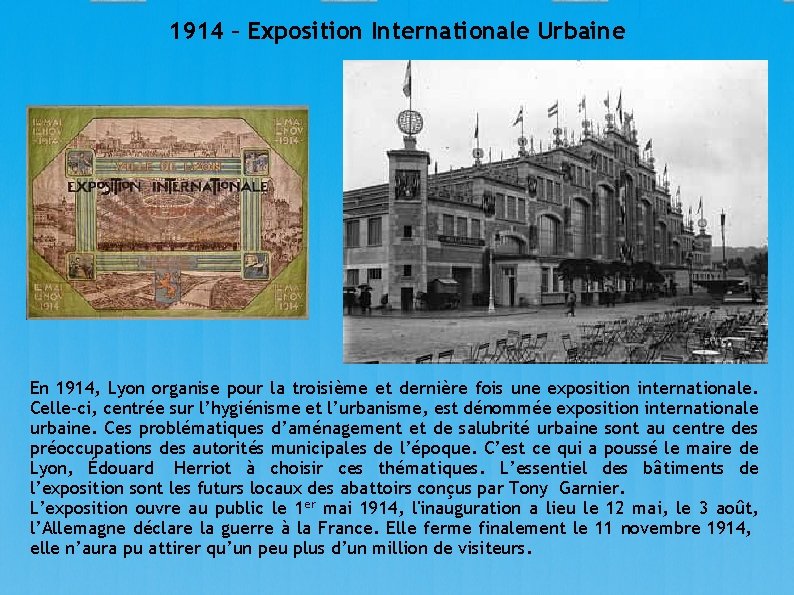 1914 – Exposition Internationale Urbaine En 1914, Lyon organise pour la troisième et dernière