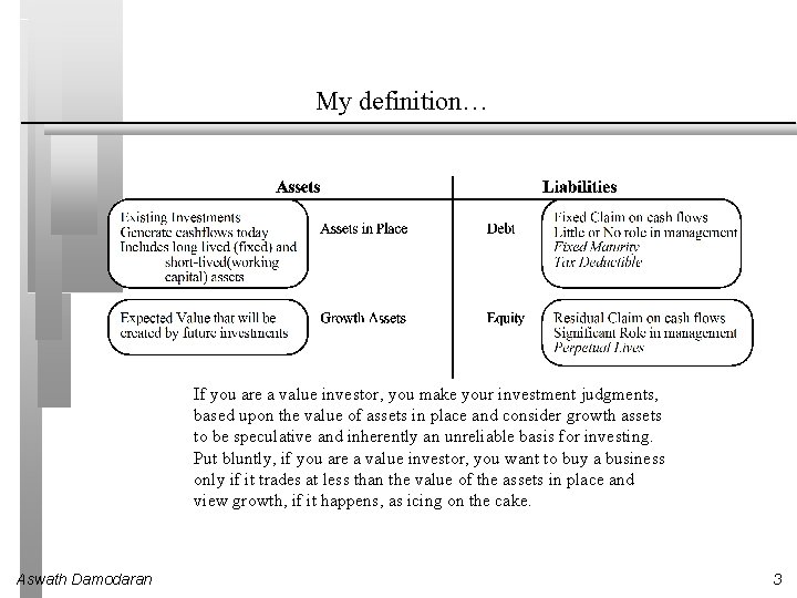 My definition… If you are a value investor, you make your investment judgments, based