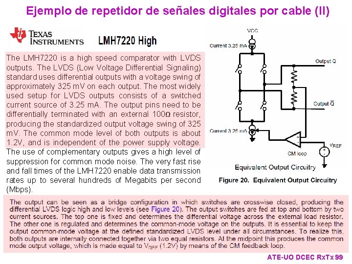 Ejemplo de repetidor de señales digitales por cable (II) The LMH 7220 is a Ejemplo de repetidor de señales digitales por cable (II) The LMH 7220 is a