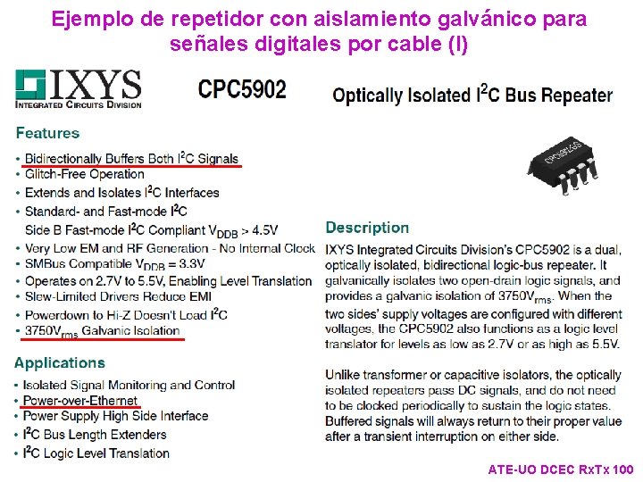 Ejemplo de repetidor con aislamiento galvánico para señales digitales por cable (I) ATE-UO DCEC Ejemplo de repetidor con aislamiento galvánico para señales digitales por cable (I) ATE-UO DCEC
