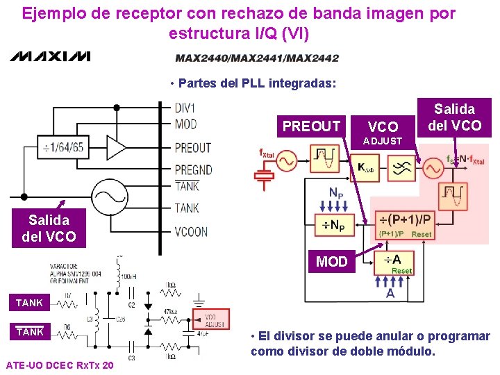 Ejemplo de receptor con rechazo de banda imagen por estructura I/Q (VI) • Partes Ejemplo de receptor con rechazo de banda imagen por estructura I/Q (VI) • Partes