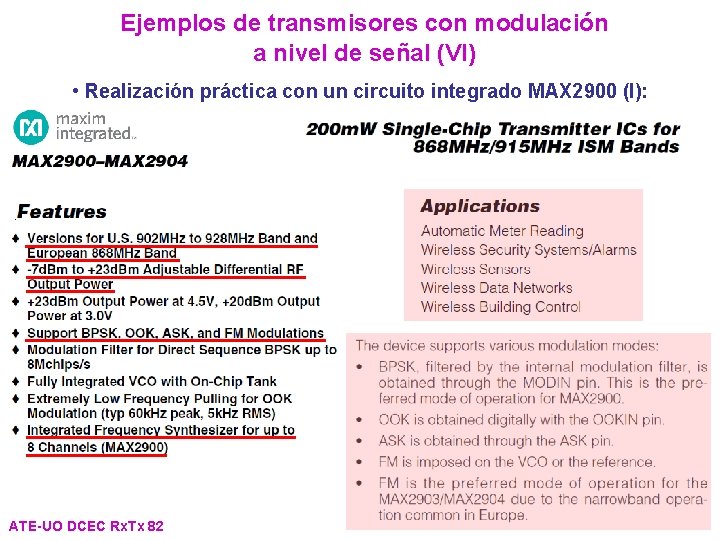 Ejemplos de transmisores con modulación a nivel de señal (VI) • Realización práctica con Ejemplos de transmisores con modulación a nivel de señal (VI) • Realización práctica con