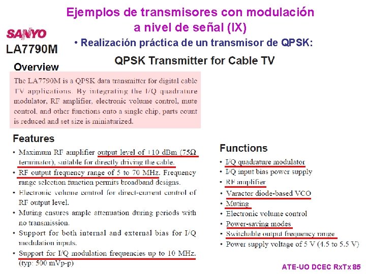 Ejemplos de transmisores con modulación a nivel de señal (IX) • Realización práctica de Ejemplos de transmisores con modulación a nivel de señal (IX) • Realización práctica de