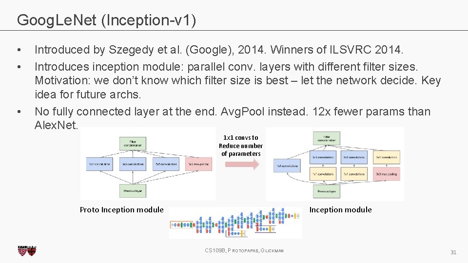 Goog. Le. Net (Inception-v 1) • • • Introduced by Szegedy et al. (Google), Goog. Le. Net (Inception-v 1) • • • Introduced by Szegedy et al. (Google),