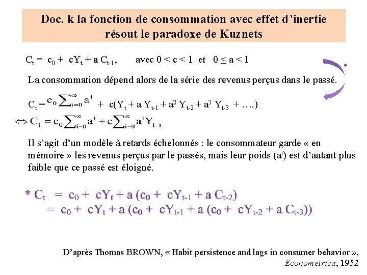 Doc. k la fonction de consommation avec effet d’inertie résout le paradoxe de Kuznets