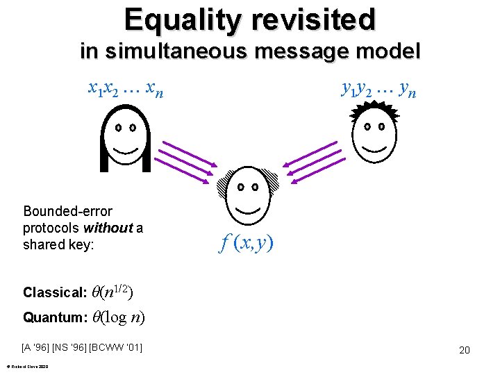 Equality revisited in simultaneous message model x 1 x 2 xn Bounded-error protocols without