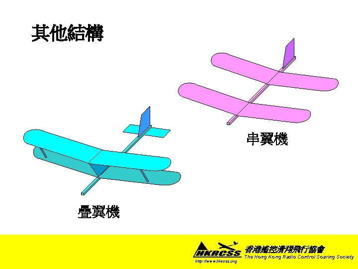 其他結構 串翼機 疊翼機 香港遙控滑翔飛行協會 http: //www. hkrcss. org The Hong Kong Radio Control Soaring