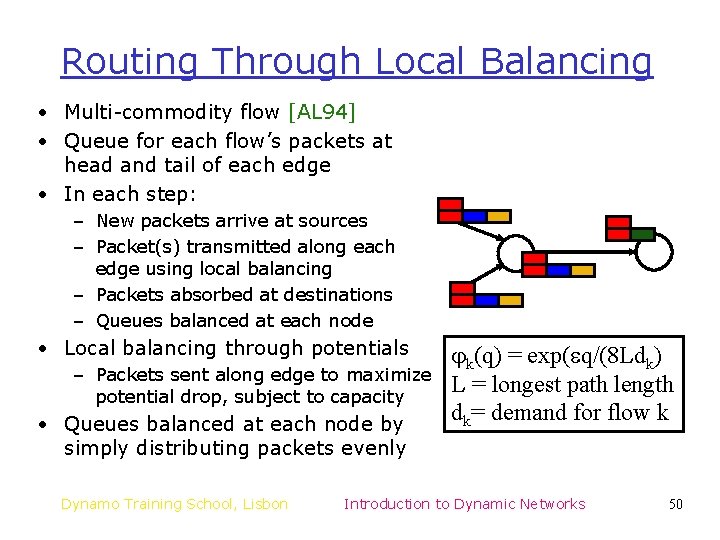 Routing Through Local Balancing • Multi-commodity flow [AL 94] • Queue for each flow’s